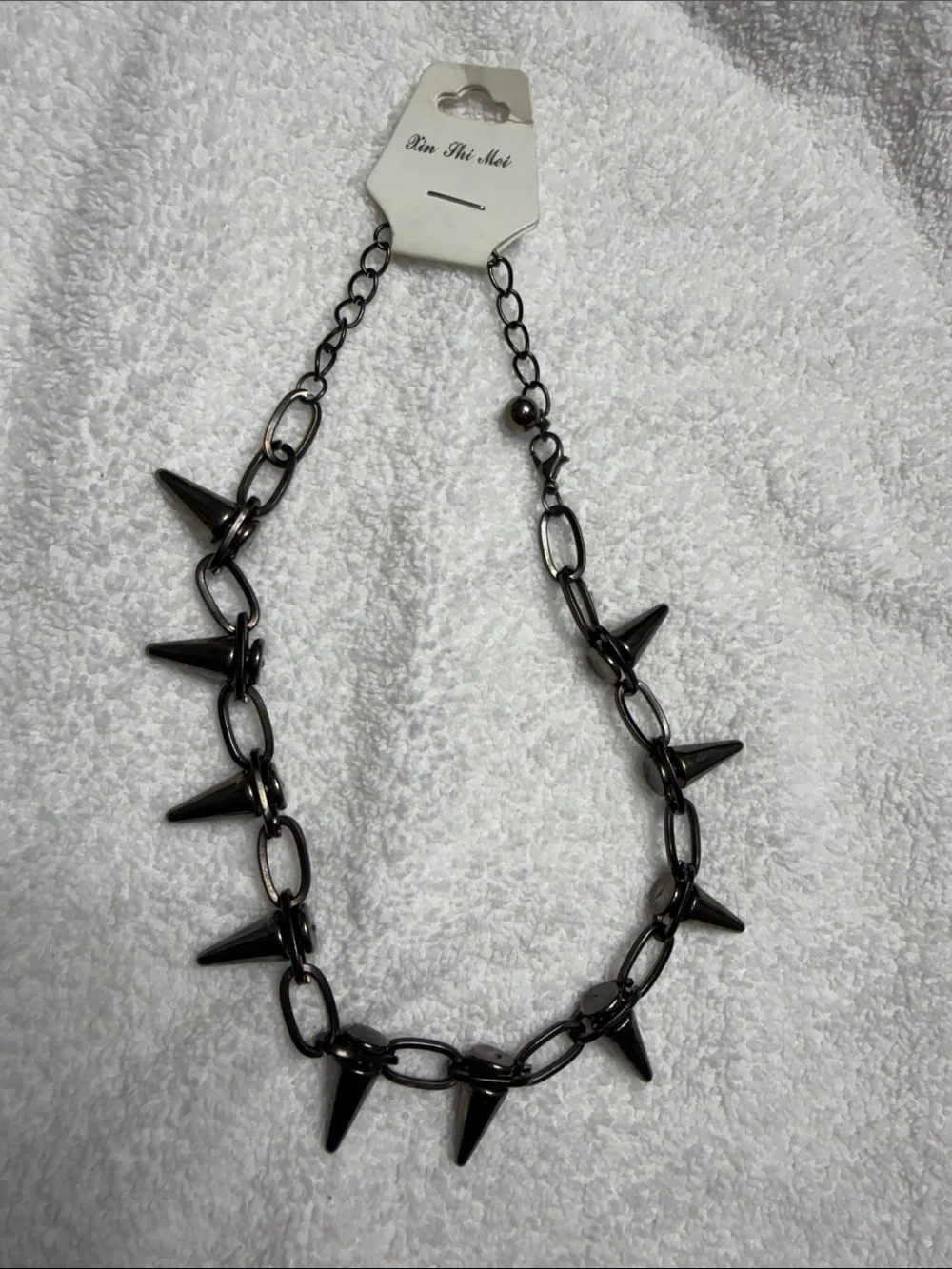Spike Chain Necklace - Black - Unbranded